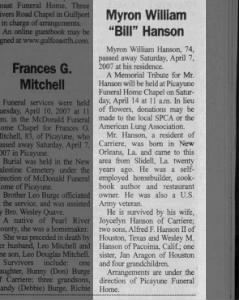 Myron William Hanson obituary