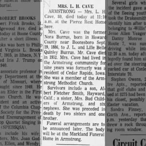 Obituary for L H CAVE ARMSTRONG
