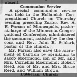Communion Service for Jacob Moermond