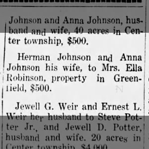 Herman Johnson sold property