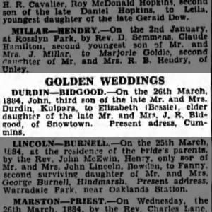 John and Elizabeth Durdin- Golden Wedding 