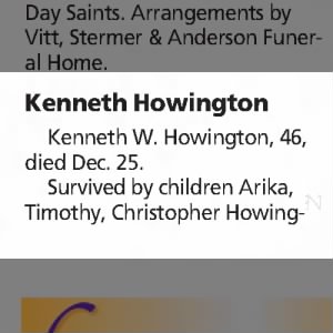 Obituary for Kenneth W. Howington