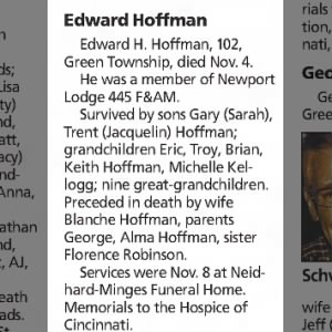Obituary for Edward H. Hoffman