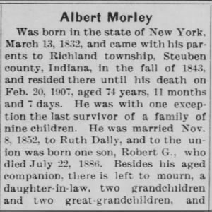 1907 Albert Morley Obituary