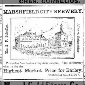 Marshfield ad with picture 1891