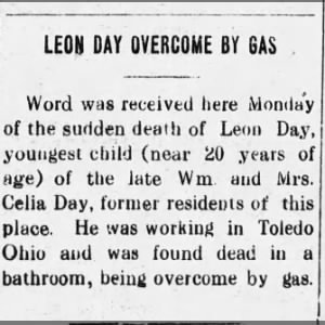 Death of Leon, Overcome by gas 