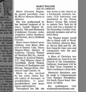Obituary for Marie Wagner