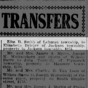 Smith, Ziba Property transfer 1910