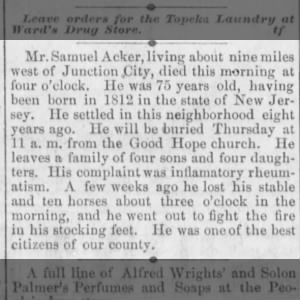 Obituary for Samuel Acker