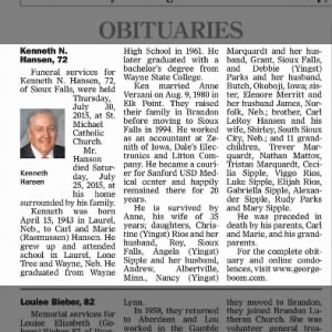 Obituary for Kenneth N. H ansen