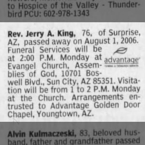 Obituary for Jerry A. King