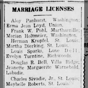 Charles Sivadie and Maybelle Roberts Marriage License