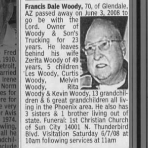 Obituary for Francis Dale Woody