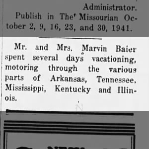 Marvin Baier vacation 1941