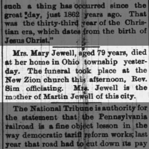 Obituary for Mary Jewell