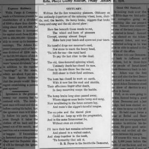 "Obituary," The Missouri Sharp Shooter, January 21, 1910, 1