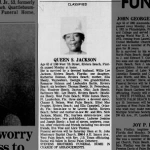 Obituary for QUEEN S. JACKSON