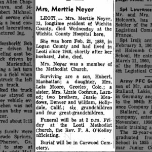 Obituary for Merttie Neyer