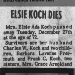 Obituary for Elsie Ada KOCH (Aged 72)
