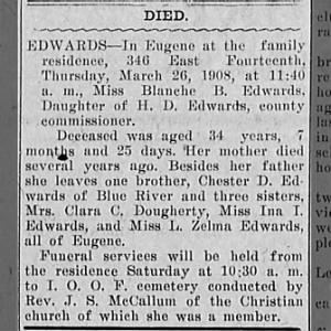 Obituary for Blanche B. EDWARDS