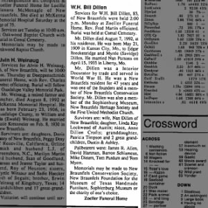 Obituary for W.H. Bill Dillen