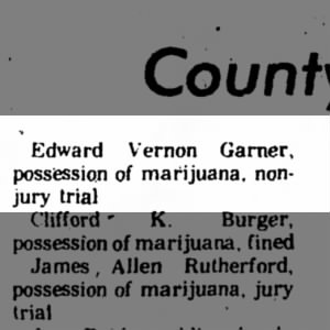 County Court Docket Edward Vernon Garner Muldrow OK Possession of marijuana