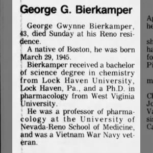 Obituary for George Gwynne Bierkamper