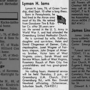 Obituary for Lyman H. lams