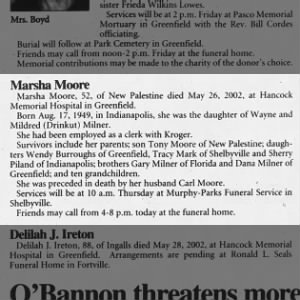 Obituary for Marsha Moore