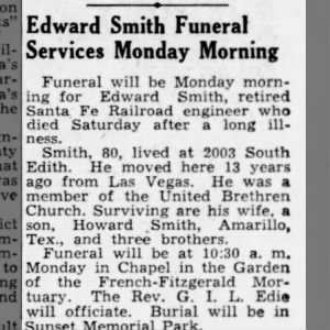 Obituary for Edward Smith