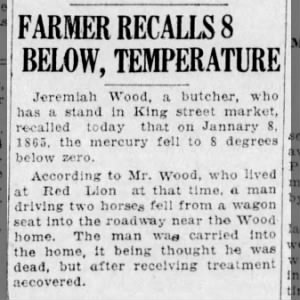 Farmer Recalls 8 Below Temperature 12.18.1926