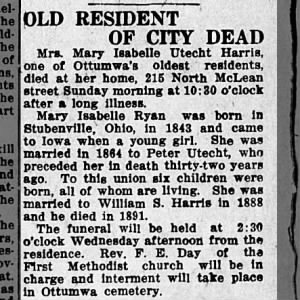 Obituary for Mary Isabelle Utecht Harris