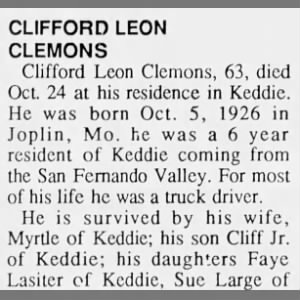 Obituary for Clifford Leon Clemons - Part 1