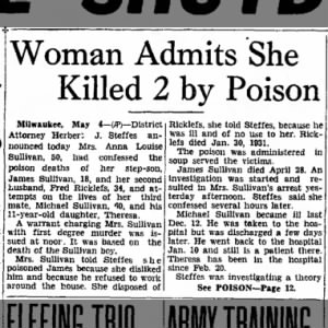 Mrs Anna Lousie Sullivan Admits She Killed 2 by Poison
part 1