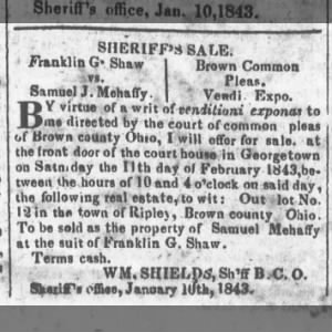 Shaw, Franklin G. - Sheriff's Sale