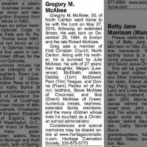 Obituary for Gregory M. McAbee
