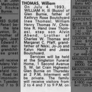 Obituary for WILLIAM H. Ill THOMAS