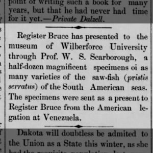 1881 Bruce donates specimens to WU museum