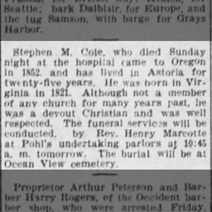 Obituary for Ht phen M. Cole