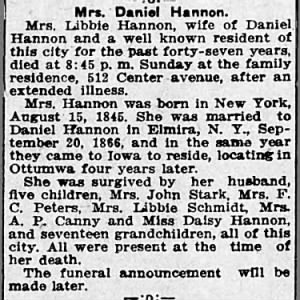 Obituary for  Hannon