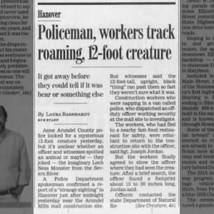 2000-08-01 Arundel policeman, workers track roaming 12-foot creature - Part 1