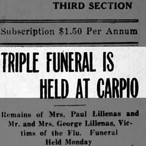 Obituary for Mabel Lillenas (Dybvig), Source:  The Ward County Independent, 17 Apr 1919
