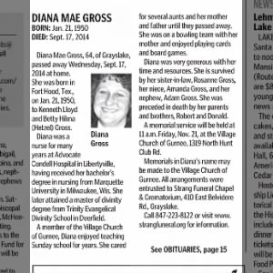 Obituary for DIANA MAE GROSS