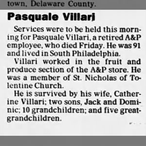 Obituary for Pasquale Villari
