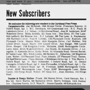 Free Press New Subscribers Nov 28 1979
