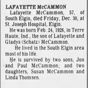 Obituary - Lafayette McCammon