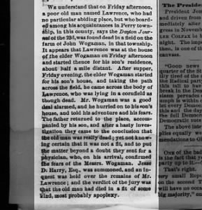 death on john wogaman property 1867