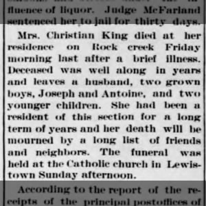 1896 Krezenta King Death