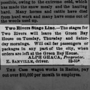 Stage Two Rivers 1881, Feb 10, GB Advocate