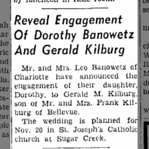 Banowetz/Kilburg wedding announcement.